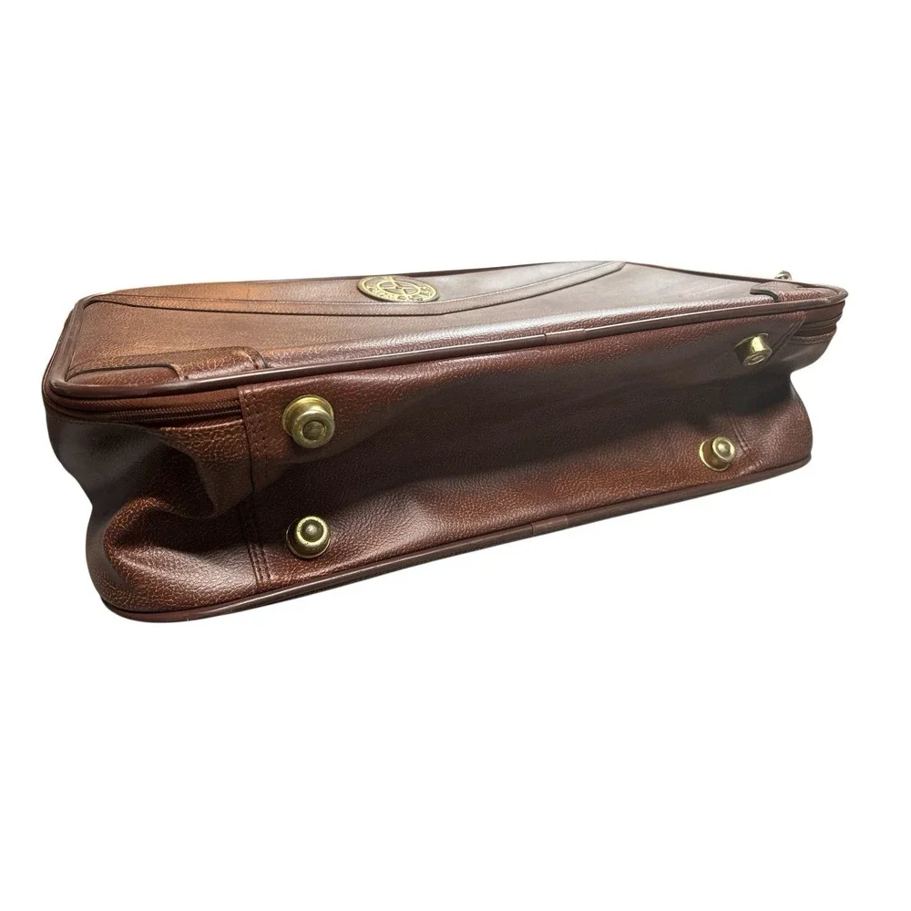 Vintage N. Compass Carry-on Luggage Travel Suitcase Bag Brown Y2K 90s